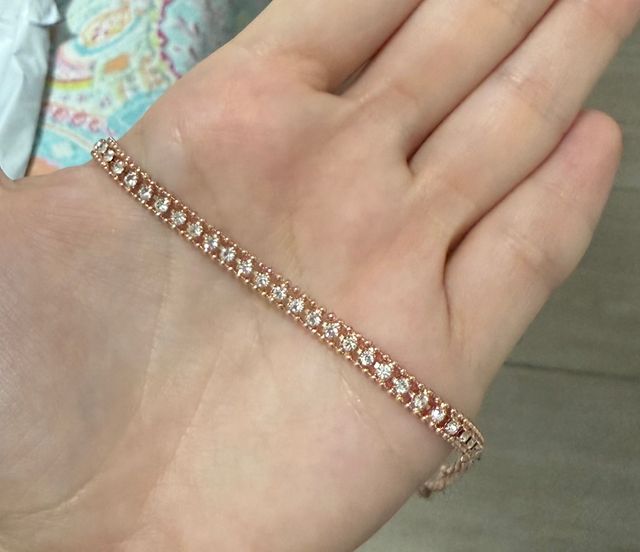 Tobillera oro rosa con brillantes