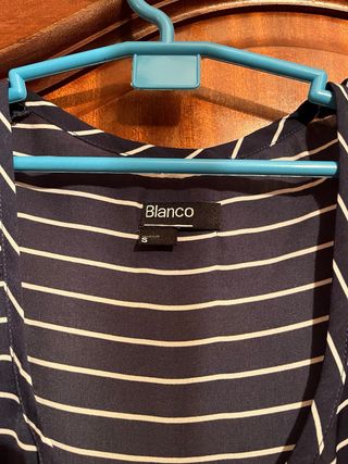 Blusa Blanco rayas azul-blanco