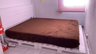 Estructura Cama palets blanco + cabecero