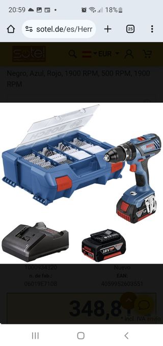 Taladro percutor GSB 18V-28 con 82 acesorios Bosch