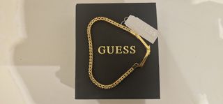 Pulsera Guess dorada con cristales negros