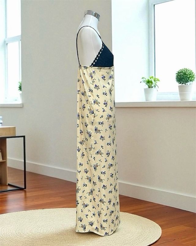 Vestido Zara midi beige y negro - Talla M