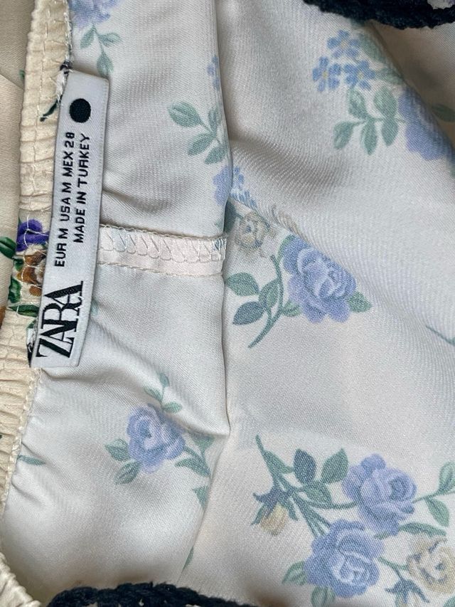 Vestido Zara midi beige y negro - Talla M