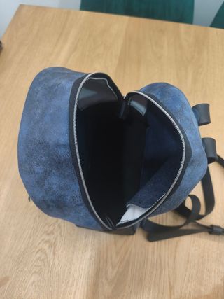 Mochila Bolso Piel Cuero Vacuno Azul