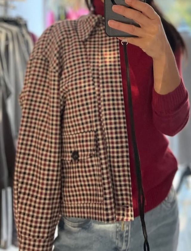 Chaqueta cuadros marrón-rojo