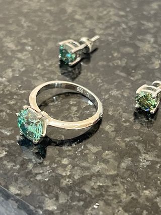 Anillo y pendientes moissanita 5.00Ct