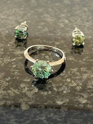 Anillo y pendientes moissanita 5.00Ct