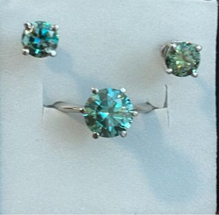 Anillo y pendientes moissanita 5.00Ct