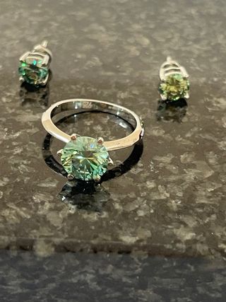 Anillo y pendientes moissanita 5.00Ct
