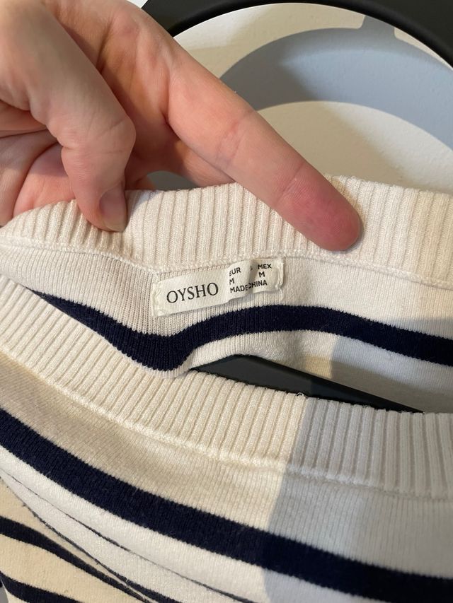 Crop top de punto rayas crudo Oysho