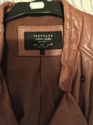 Chaqueta piel marrón Zara
