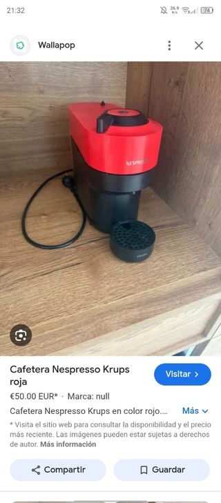 Cafetera Nespresso Krups roja