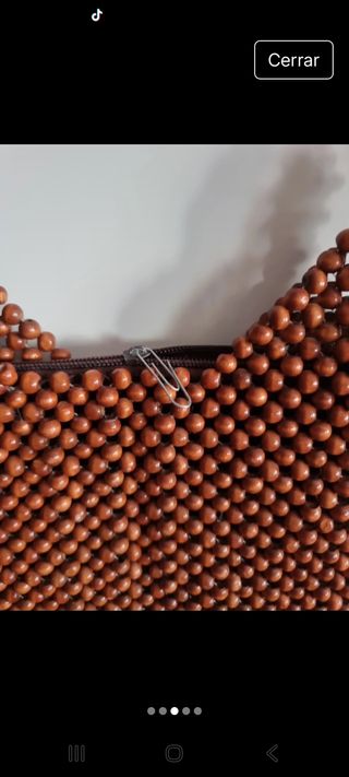 Bolso cuentas ,de bolas de madera muy original