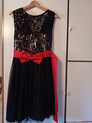 Vestido fiesta negro y rojo