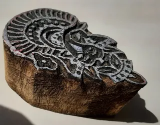 Sello elefante madera tallado artesanal