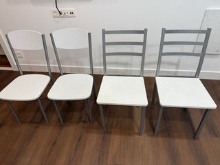 Mesa y sillas cocina, metalica y madera blanca
