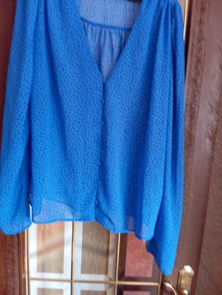 Blusa azul lunares - Talla única