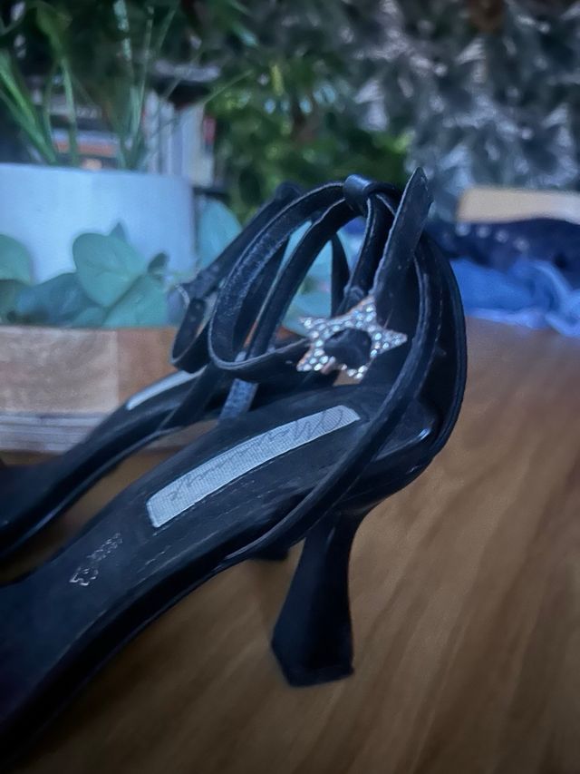 Sandalias negras tacón 41 de cocktel piel