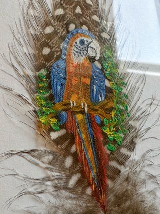 Set 2 quadri con piume dipinte