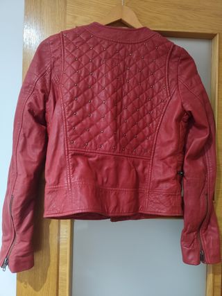 Cazadora Zara Basic piel roja Talla S