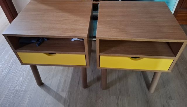 Mesitas noche - Madera, marrón-amarillo