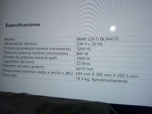 Microondas Teka MWE 230 G blanco