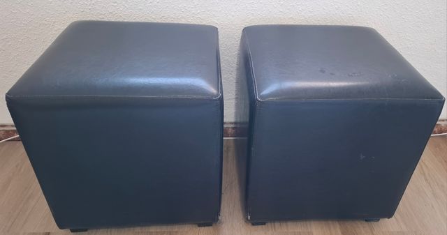 2 Puffs piel sintética negros