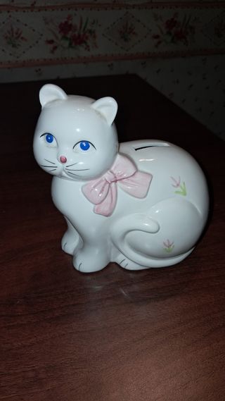 Gatto salvadanaio in ceramica vintage