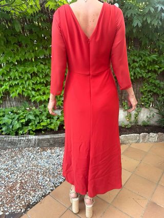 Vestido rojo fiesta midi