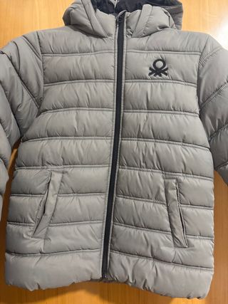 Chaqueta plumas Benetton gris - Talla 12 niño 