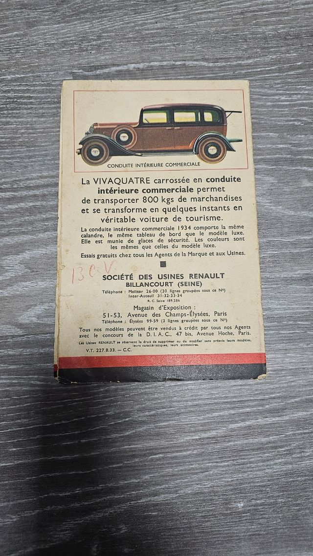 Catálogo Renault Vivaquatre 1934