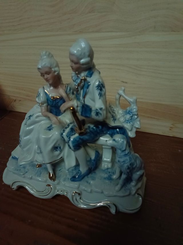 Pareja porcelana azul y blanco