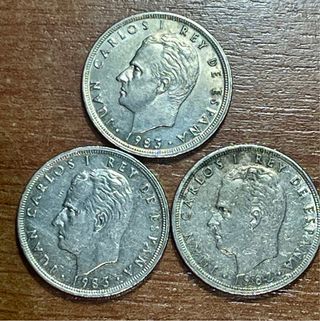 3 Monedas 5 Pesetas Juan Carlos I 1982