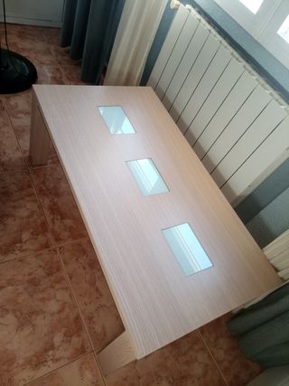 Mesa centro beige madera 