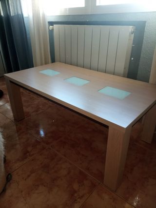 Mesa centro beige madera 
