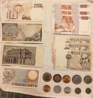 Lotto Lire Italiane: 10 banconote FDS + 10 monete