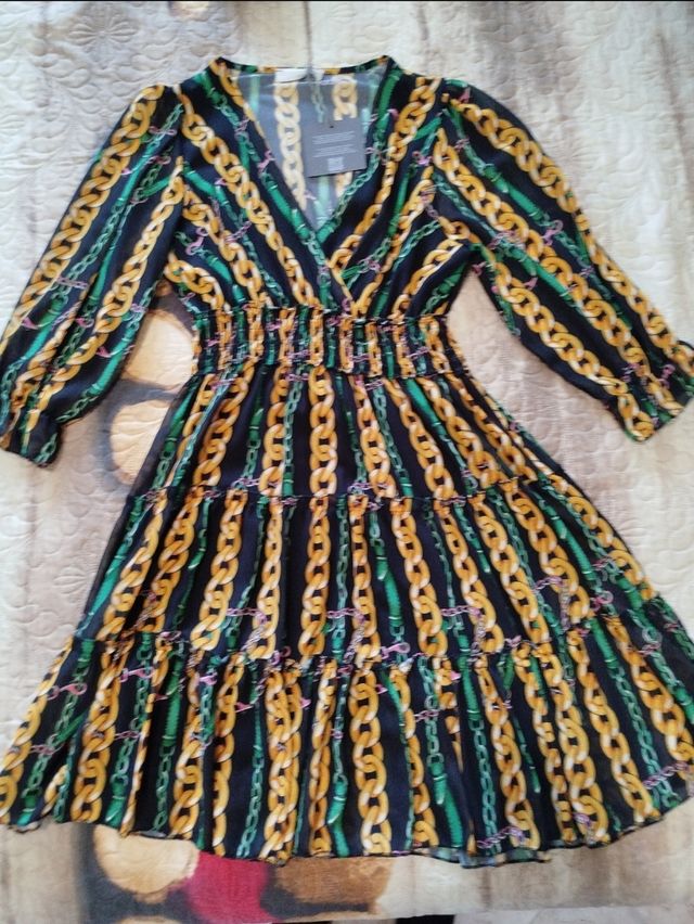 Vestito estivo corto - nero e oro