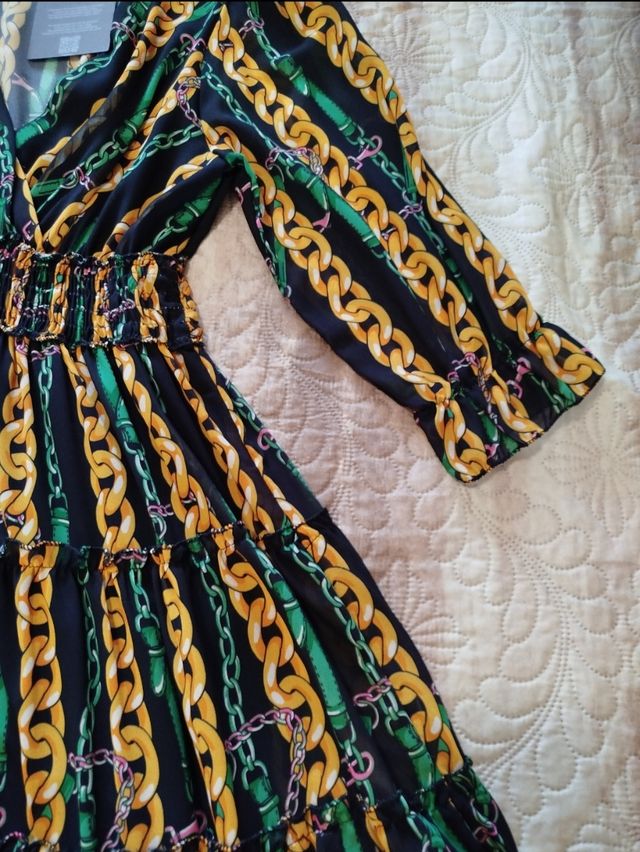 Vestito estivo corto - nero e oro