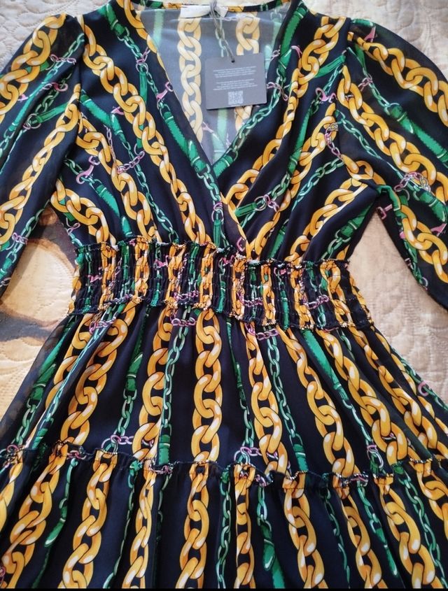 Vestito estivo corto - nero e oro