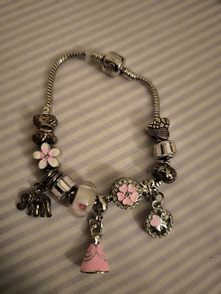 Pulsera Pandora rosa y plata