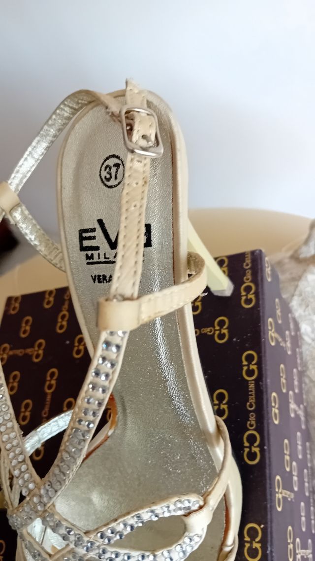 Sandali EV3 Milano beige 37 brillantini