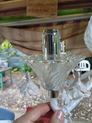 Lampadario vetro bianco e argento
