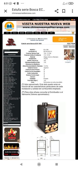 Estufa leña Hergom - Negra