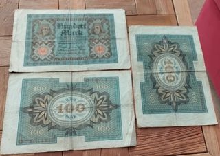 3 Billetes 100 Marcos Alemanes antiguos