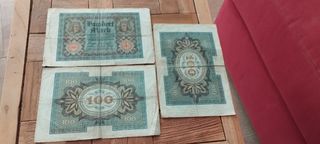 3 Billetes 100 Marcos Alemanes antiguos