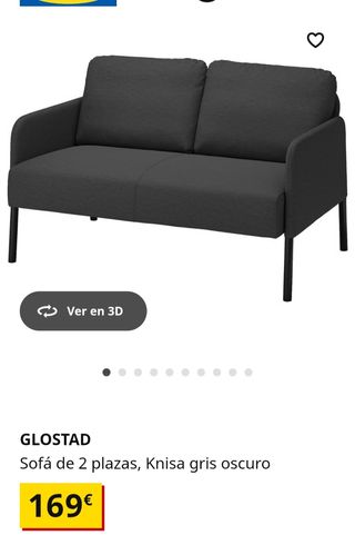 Sofá 2 plazas Glostad Ikea - Gris oscuro