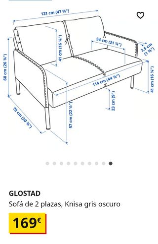 Sofá 2 plazas Glostad Ikea - Gris oscuro