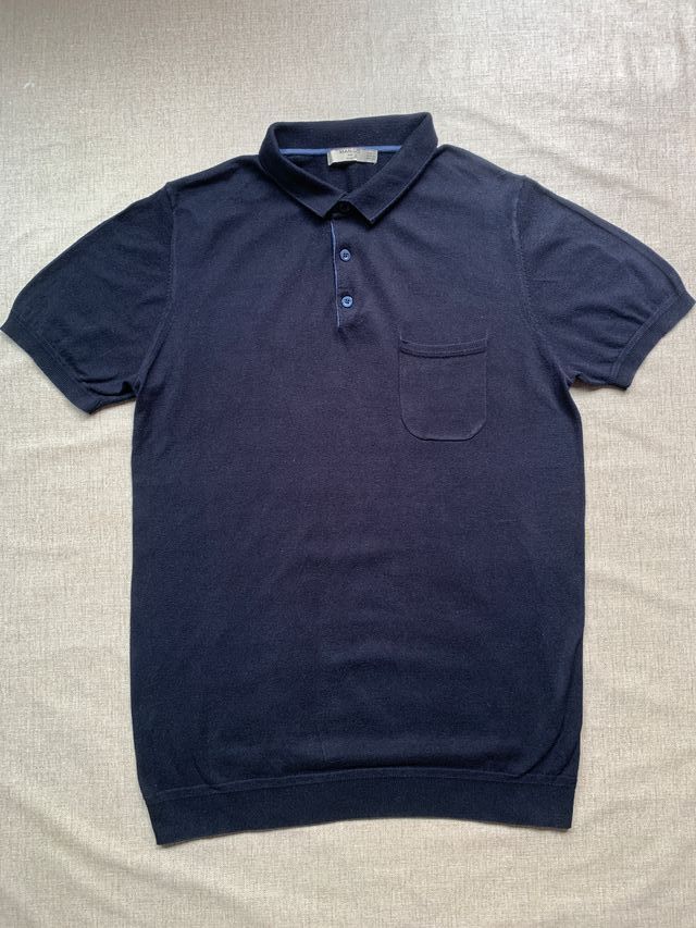 Polo Manga Corta Mango Azul - Talla S