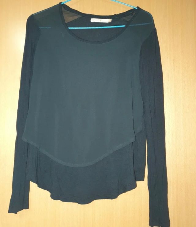 Blusa manga larga ombros transparentes Inside S