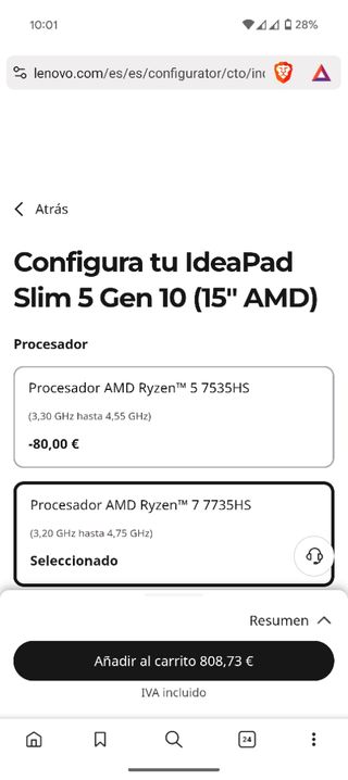 Portátil Lenovo Ryzen 7 7735HS OLED